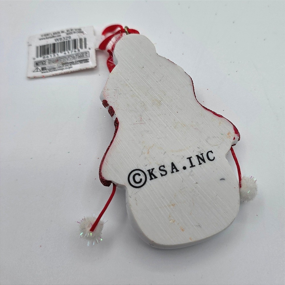 Holly Adler Snowman Sweet Grandson Ornament Red White Glitter Resin New Tag - Picture 4 of 4